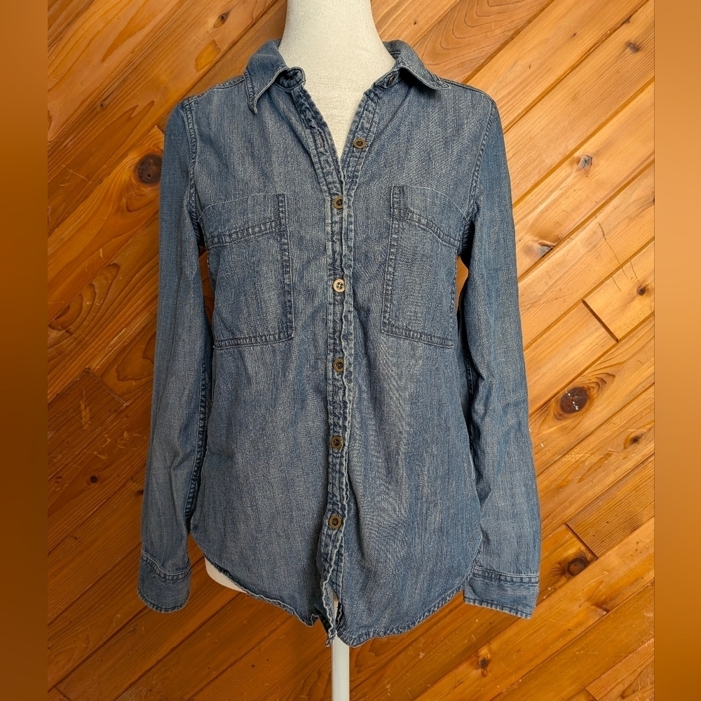 Eileen Fisher Blue Denim Shirt Size PP